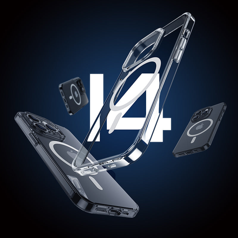 Apple iPhone 14 Pro Max Kılıf Wireless Şarj Destekli Benks Yeni Magnetik Crystal PC Kapak Renksiz