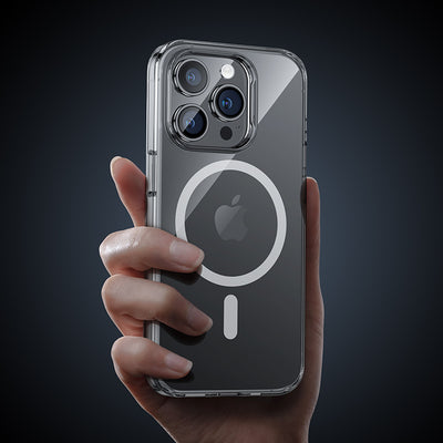 Apple iPhone 14 Pro Max Kılıf Wireless Şarj Destekli Benks Yeni Magnetik Crystal PC Kapak Renksiz