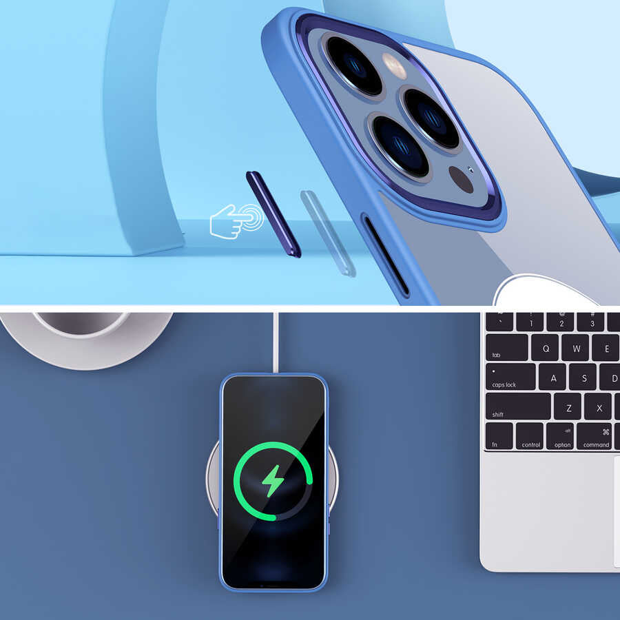 iPhone 14 Pro Max Kılıf Wireless Şarj Özellikli Zore Krom M-safe Silikon Kılıf