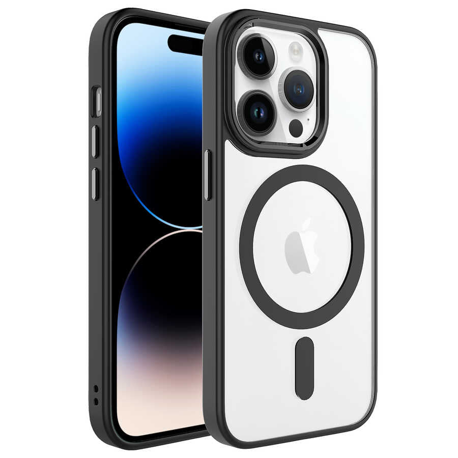 iPhone 14 Pro Max Kılıf Wireless Şarj Özellikli Zore Krom M-safe Silikon Kılıf