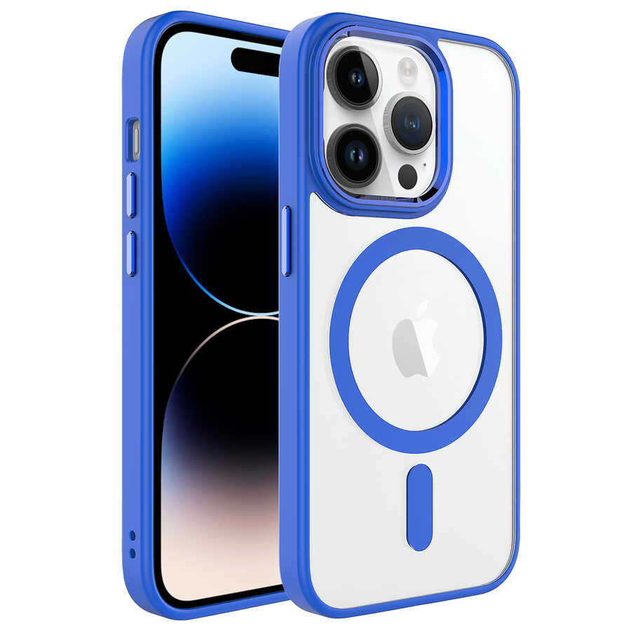 iPhone 14 Pro Max Kılıf Wireless Şarj Özellikli Zore Krom M-safe Silikon Kılıf