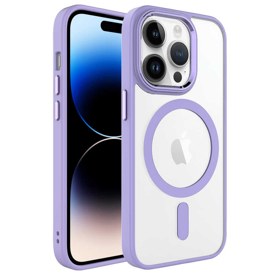 iPhone 14 Pro Max Kılıf Wireless Şarj Özellikli Zore Krom M-safe Silikon Kılıf
