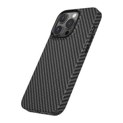 Apple iPhone 14 Pro Max Kılıf Wiwu Karbon Fiber Görünümlü Magsafe Wireless Şarj Özellikli Kabon Kapak Mavi