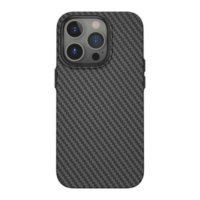 Apple iPhone 14 Pro Max Kılıf Wiwu Karbon Fiber Görünümlü Magsafe Wireless Şarj Özellikli Kabon Kapak Mavi