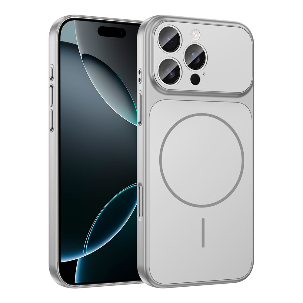 Apple iPhone 14 Pro Max Kılıf Zore M-Safe Şarj Özellikli Kamera Korumalı Formen Kapak Gümüş