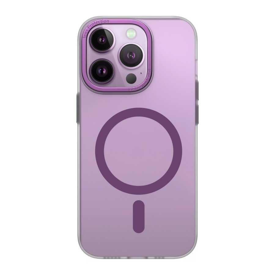 Apple iPhone 14 Pro Max Wiwu Frosted Magnetic Buzlu Sert PC Kapak Derin Mor