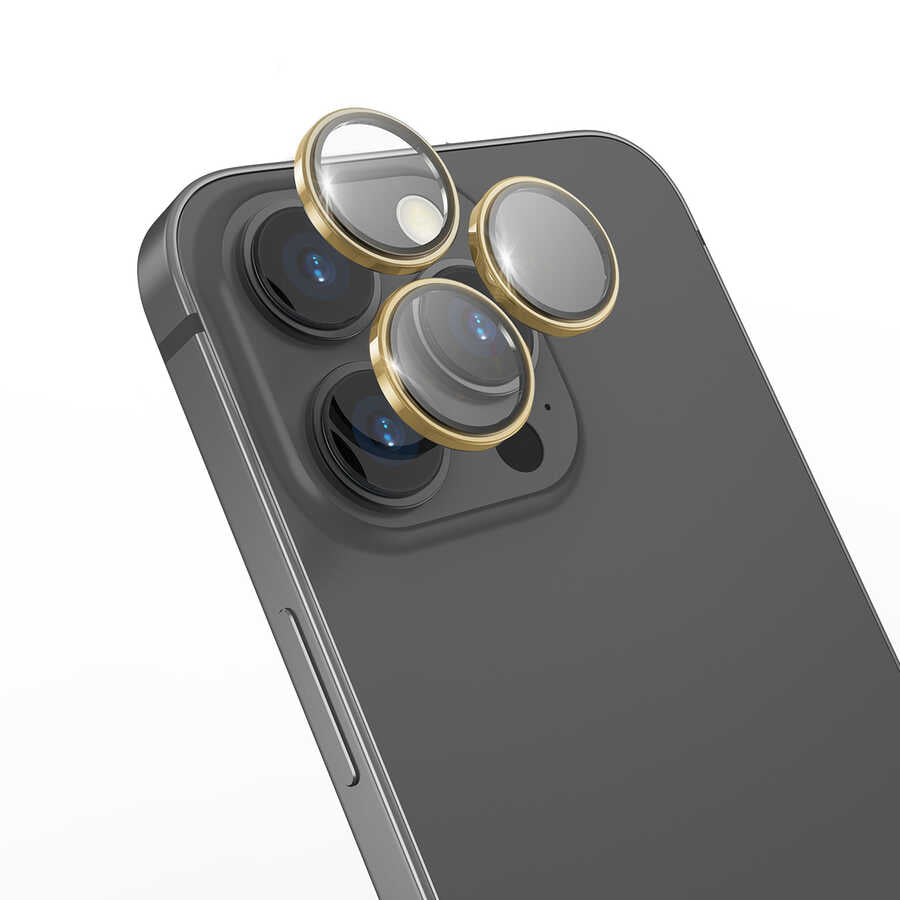 Apple iPhone 14 Pro Wiwu Lens Guard Metal Kamera Lens Koruyucu Gold