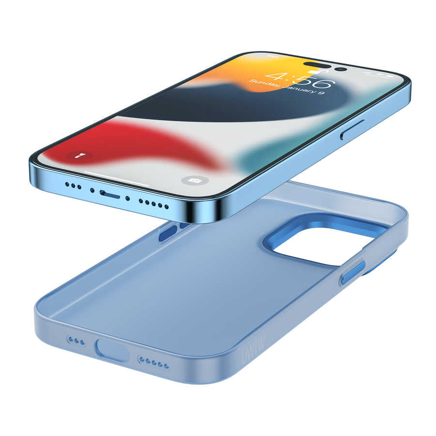 Apple iPhone 14 Wiwu Frosted Magnetic Buzlu Sert PC Kapak Mavi
