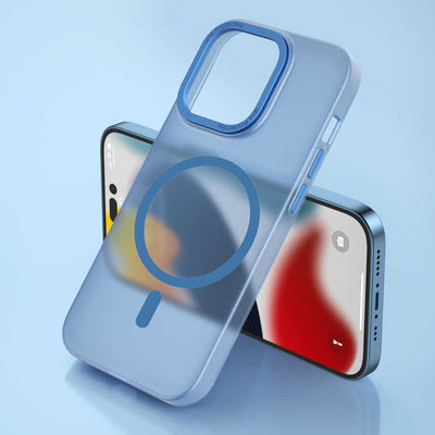 Apple iPhone 14 Wiwu Frosted Magnetic Buzlu Sert PC Kapak Mavi