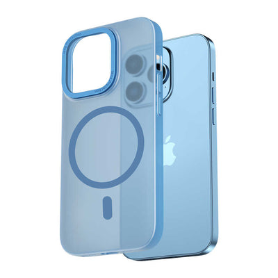 Apple iPhone 14 Wiwu Frosted Magnetic Buzlu Sert PC Kapak Mavi