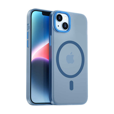 Apple iPhone 14 Wiwu Frosted Magnetic Buzlu Sert PC Kapak Mavi