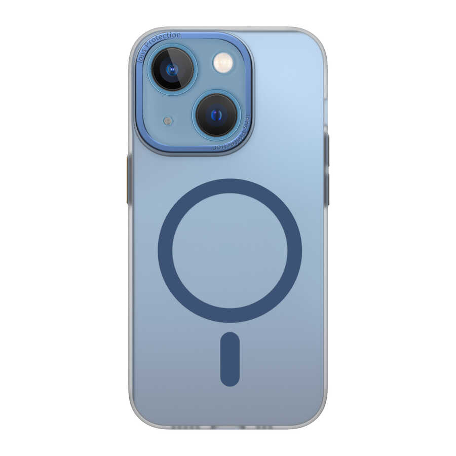 Apple iPhone 14 Wiwu Frosted Magnetic Buzlu Sert PC Kapak Mavi