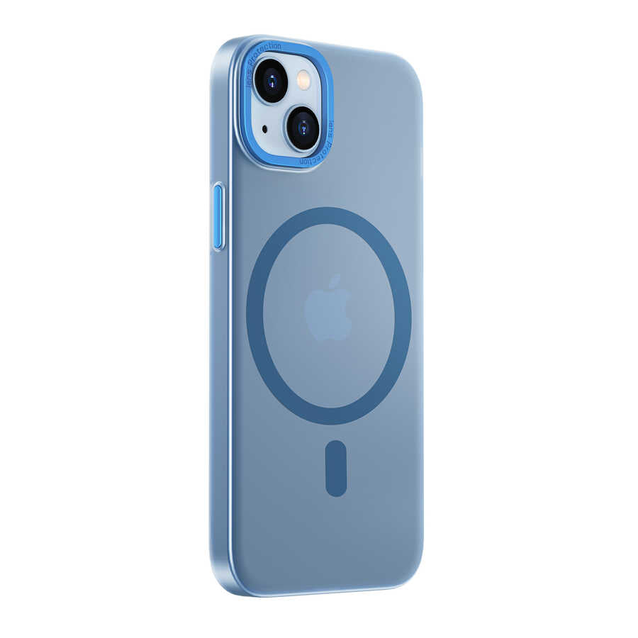 Apple iPhone 14 Wiwu Frosted Magnetic Buzlu Sert PC Kapak Mavi