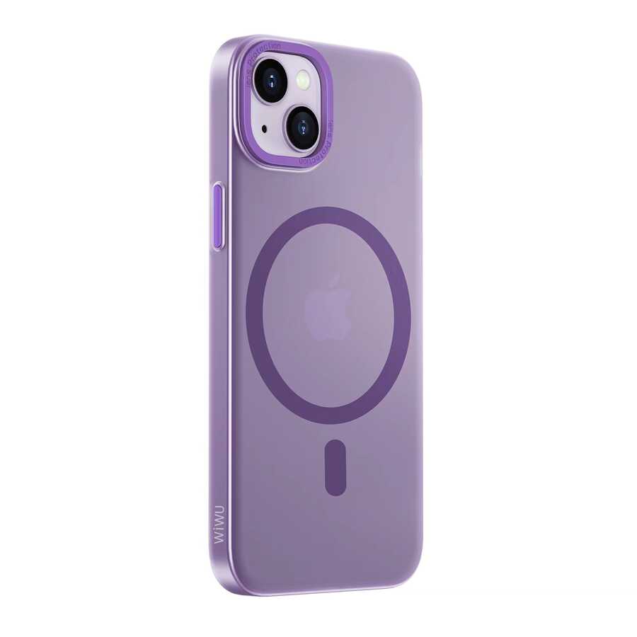 Apple iPhone 14 Wiwu Frosted Magnetic Buzlu Sert PC Kapak Derin Mor