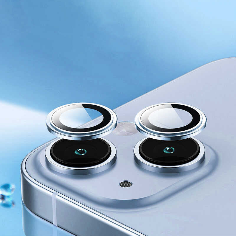 Apple iPhone 14 Wiwu Lens Guard Metal Kamera Lens Koruyucu Mavi