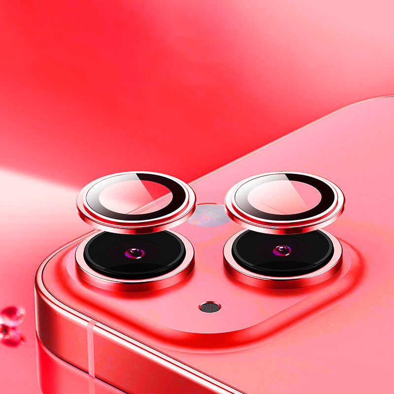 Apple iPhone 14 Wiwu Lens Guard Metal Kamera Lens Koruyucu Kırmızı