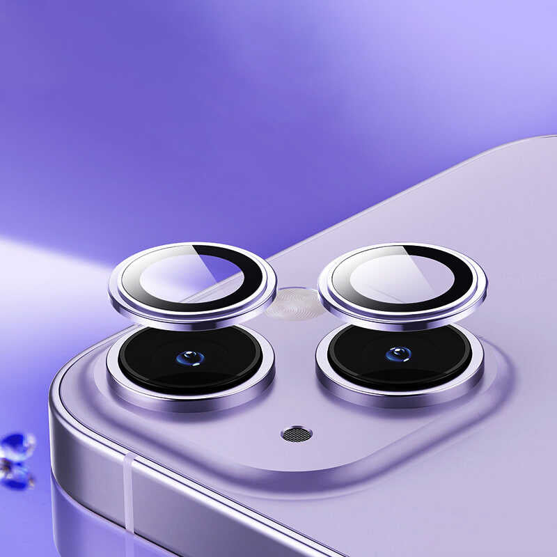Apple iPhone 14 Wiwu Lens Guard Metal Kamera Lens Koruyucu Derin Mor