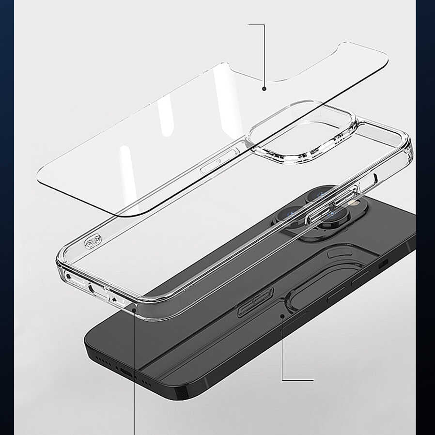 Apple iPhone 14 Wiwu Magsafe Şarj Özellikli Lens Korumalı Şeffaf Silikon Kapak Siyah