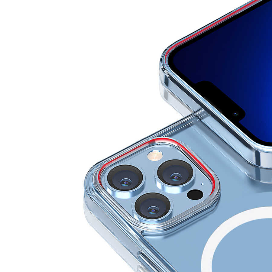 Apple iPhone 14 Wiwu Magsafe Şarj Özellikli Lens Korumalı Şeffaf Silikon Kapak Siyah
