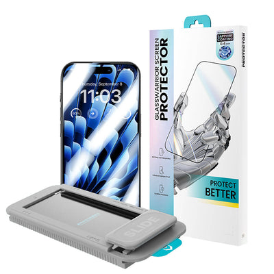Apple iPhone 15 Benks Glass Warrior Safir Coating Ekran Koruyucu + Kolay Uygulama Aparatlı Siyah