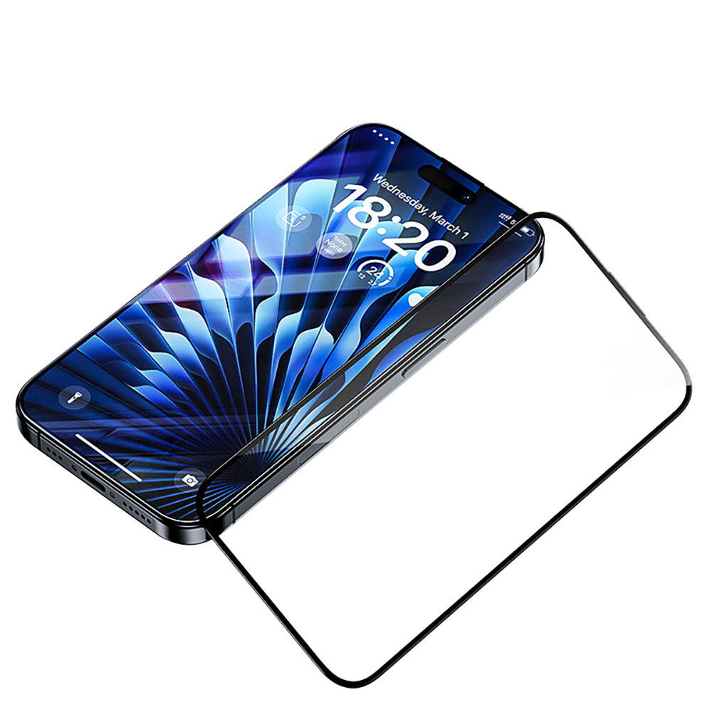 Apple iPhone 15 Benks Glass Warrior Safir Coating Ekran Koruyucu + Kolay Uygulama Aparatlı Siyah