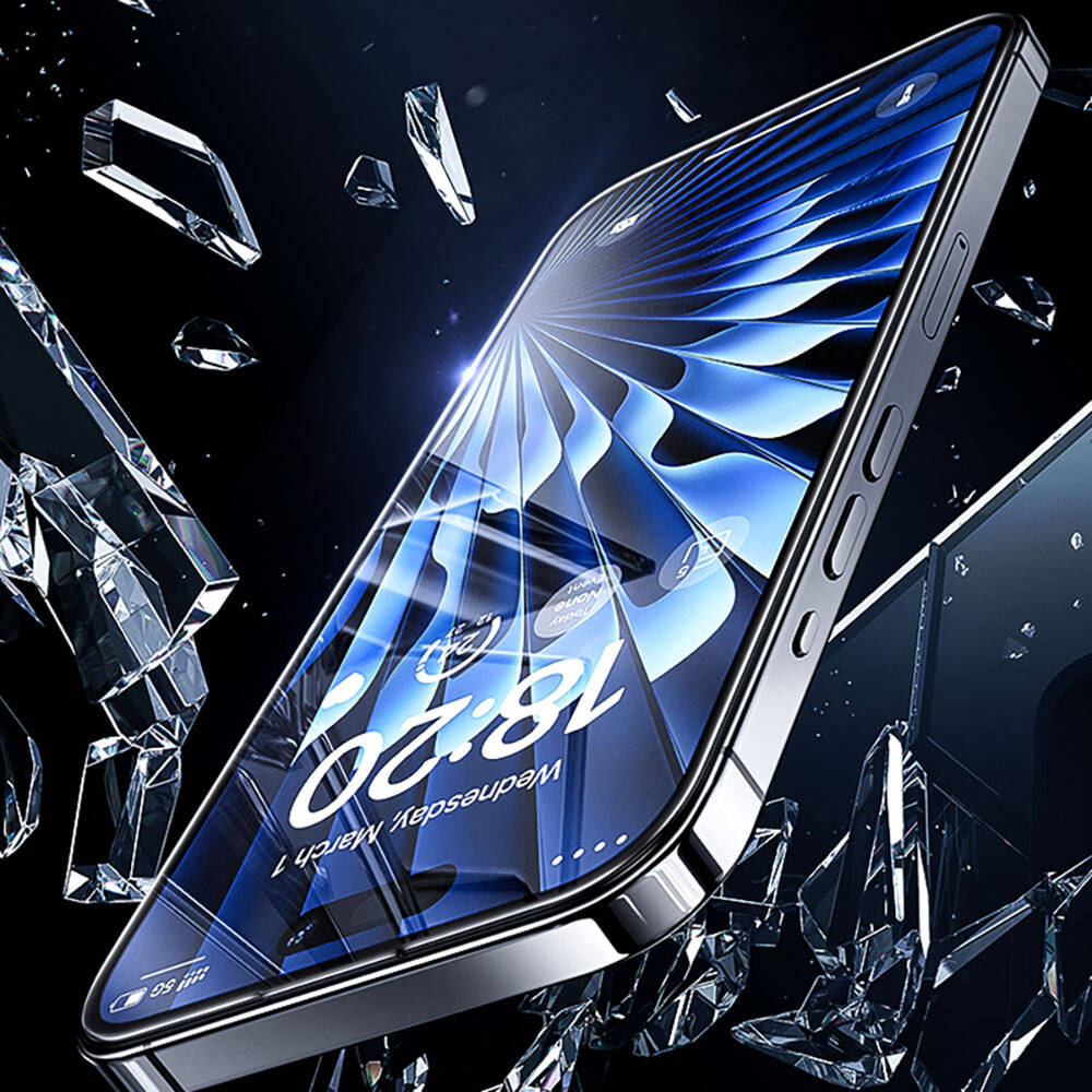 Apple iPhone 15 Benks Glass Warrior Safir Coating Ekran Koruyucu + Kolay Uygulama Aparatlı Siyah