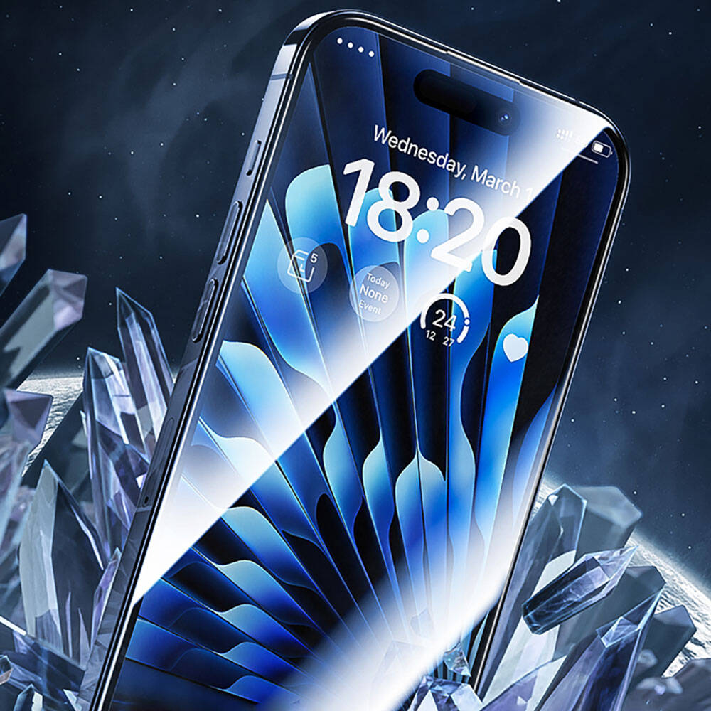 Apple iPhone 15 Benks Glass Warrior Safir Coating Ekran Koruyucu + Kolay Uygulama Aparatlı Siyah