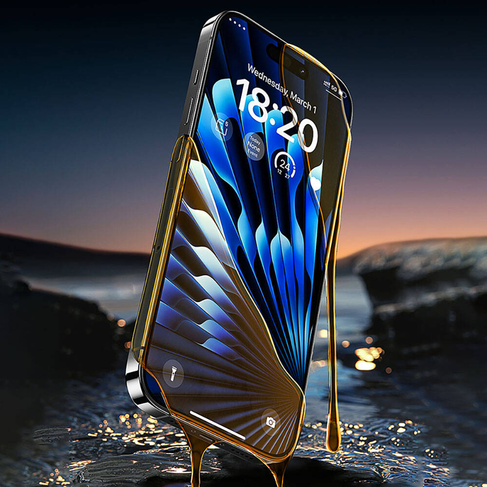 Apple iPhone 15 Benks Glass Warrior Safir Coating Ekran Koruyucu + Kolay Uygulama Aparatlı Siyah