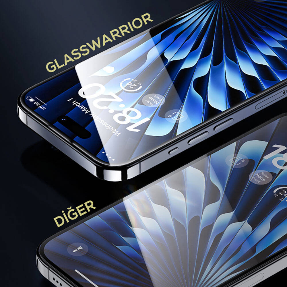 Apple iPhone 15 Benks Glass Warrior Safir Coating Ekran Koruyucu + Kolay Uygulama Aparatlı Siyah