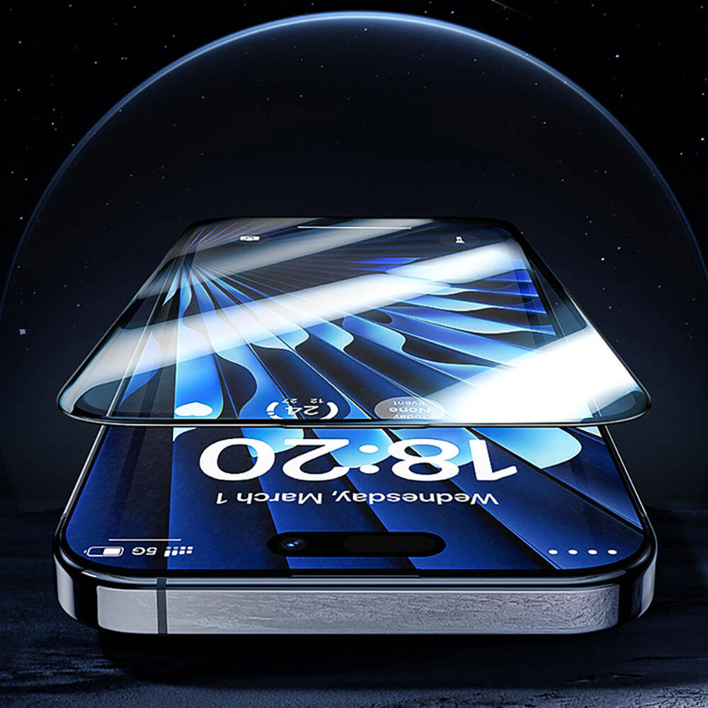 Apple iPhone 15 Benks Glass Warrior Safir Coating Ekran Koruyucu + Kolay Uygulama Aparatlı Siyah