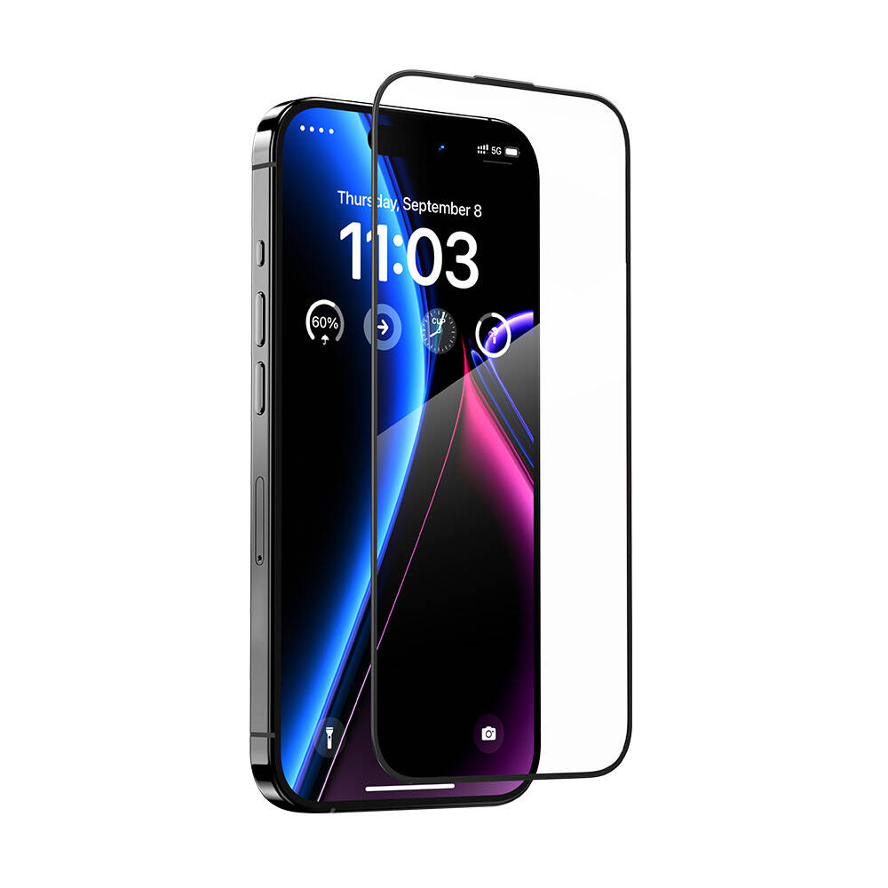 Apple iPhone 15 Benks Glass Warrior Safir Coating Ekran Koruyucu + Kolay Uygulama Aparatlı Siyah