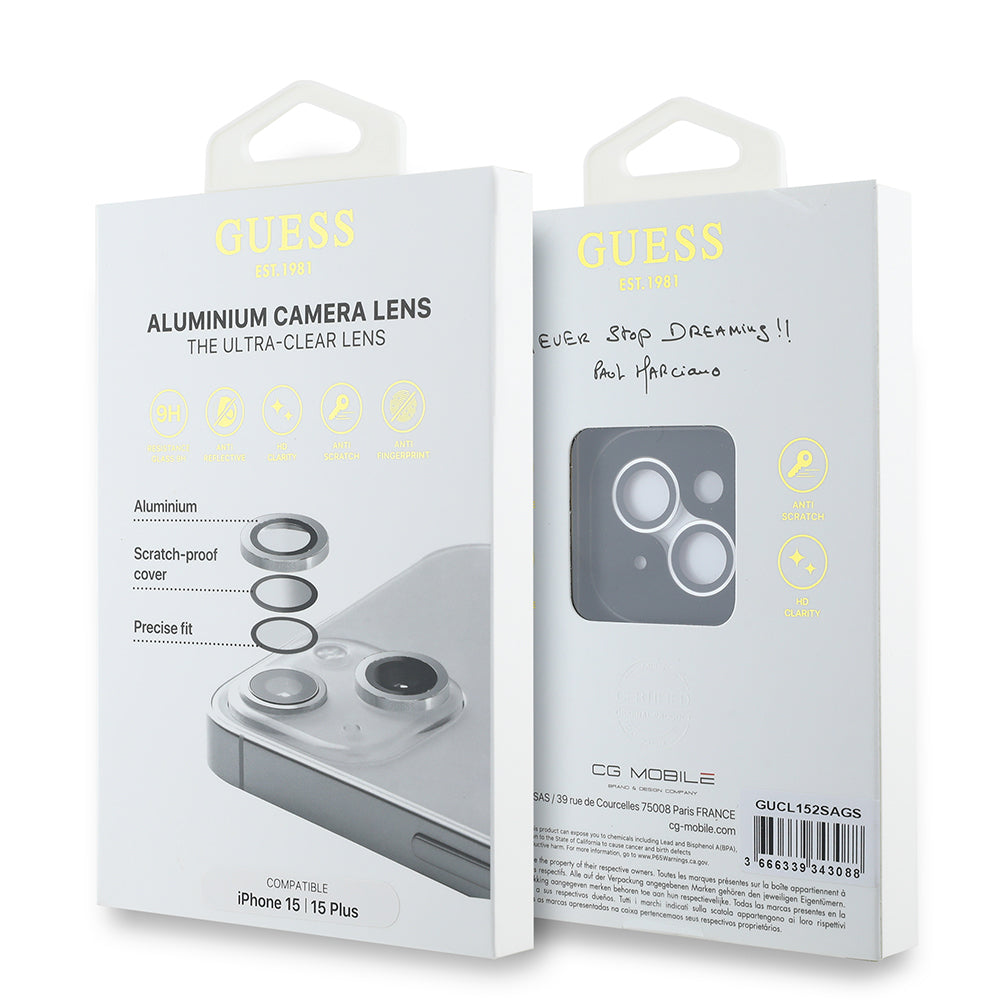 iPhone 15 Guess Orjinal Lisanslı Metal Kamera Lens Koruyucu