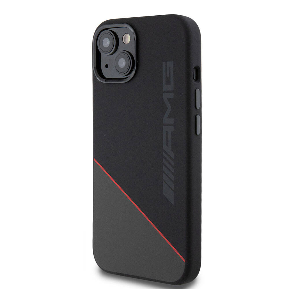 iPhone 15 Kılıf AMG Orjinal Lisanslı M-safe Şarj Özellikli Silikon Kırmızı Çizgili Kılıf