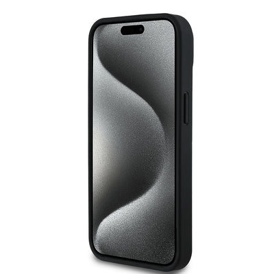 Apple iPhone 15 Kılıf Aston Martin Orjinal Lisanslı M-safe Şarj Özellikli Renkli Halka ve Karbon Fiber Tasarımlı Kapak Siyah-Yeşil