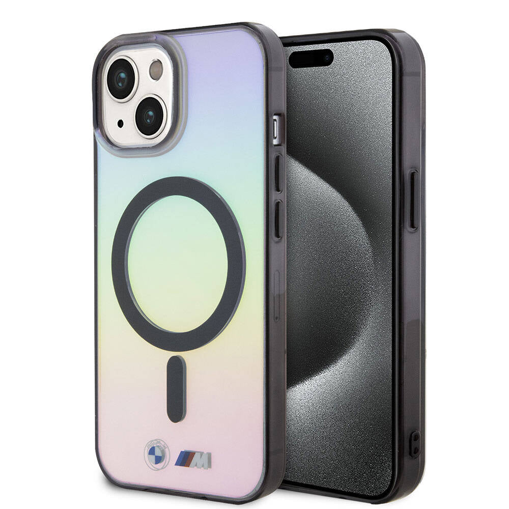 Apple iPhone 15 Kılıf BMW Magsafe Şarj Özellikli Transparan Renk Geçişli Iridescent Orjinal Lisanslı Kapak Karışık