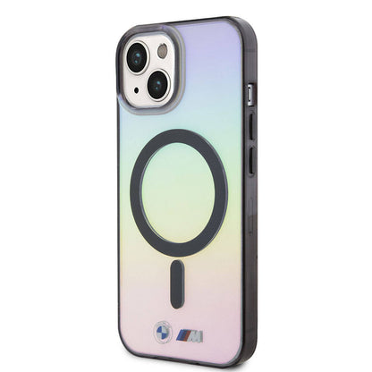 iPhone 15 Kılıf BMW M-safe Şarj Özellikli Transparan Renk Geçişli Iridescent Orjinal Lisanslı Kılıf