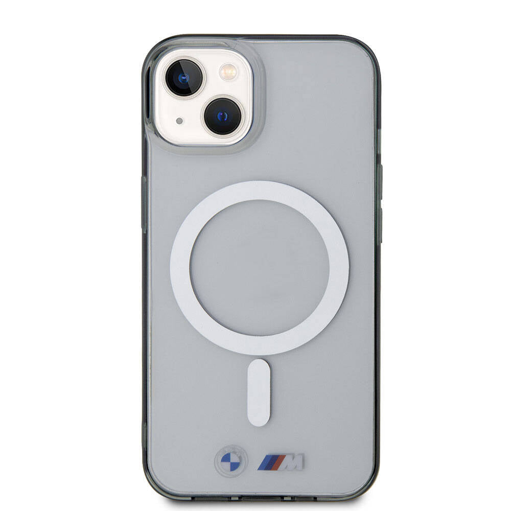 iPhone 15 Kılıf BMW M-safe Şarj Özellikli Transparan Silver Ring Orjinal Lisanslı Kılıf