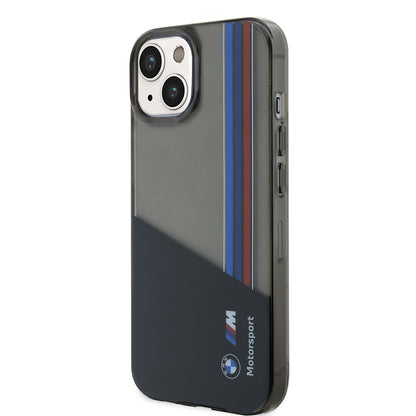 iPhone 15 Kılıf BMW Orjinal Lisanslı Yarı Transparan M Dizayn Çizgili Kılıf