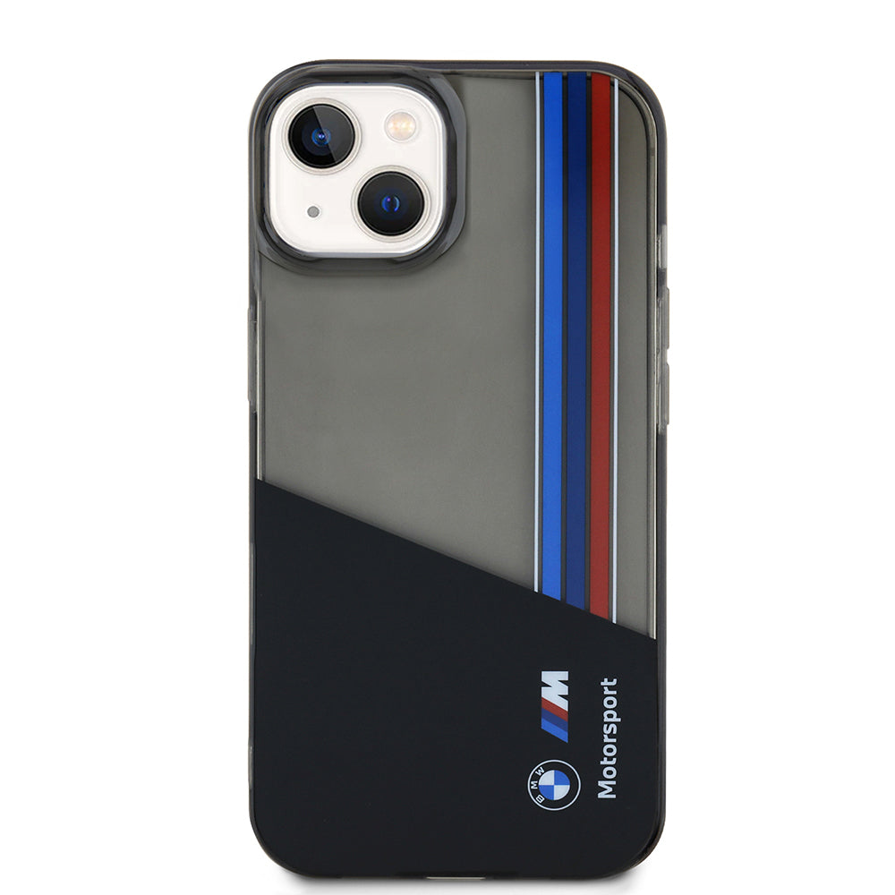 iPhone 15 Kılıf BMW Orjinal Lisanslı Yarı Transparan M Dizayn Çizgili Kılıf