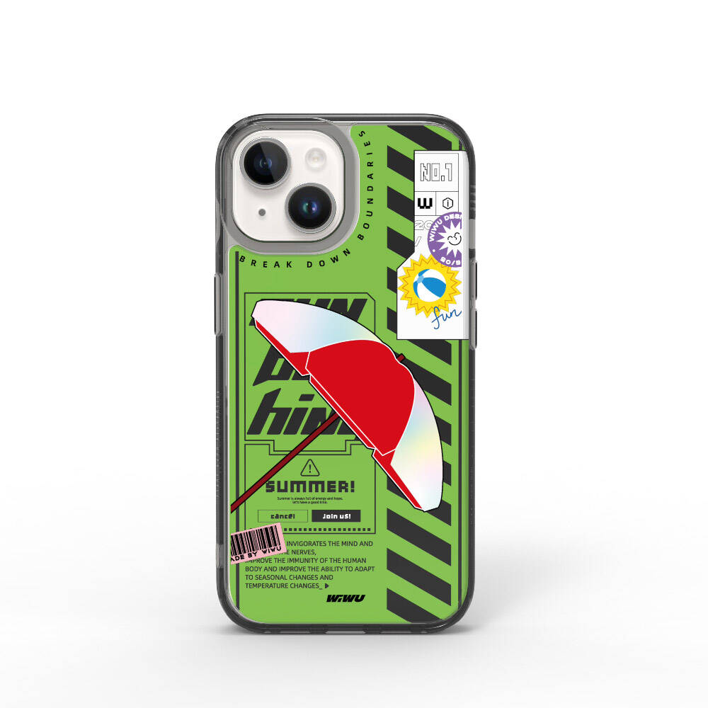 Apple iPhone 15 Kılıf Çift Katman Desenli Wiwu Summer Serisi Kapak Pembe