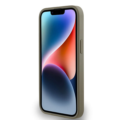 Apple iPhone 15 Kılıf DKNY Orjinal Lisanslı M-safe Şarj Özellikli 3D Yazılı Grid Pattern Kapak Kahverengi