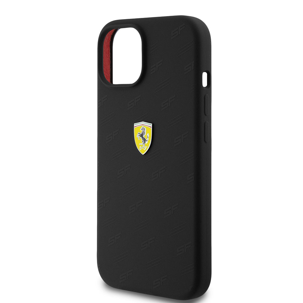 iPhone 15 Kılıf Ferrari Orjinal Lisanslı Metal Logolu SF Yazılı Kılıf
