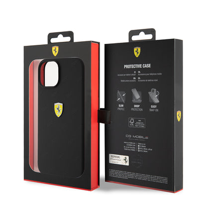 iPhone 15 Kılıf Ferrari Orjinal Lisanslı Metal Logolu SF Yazılı Kılıf