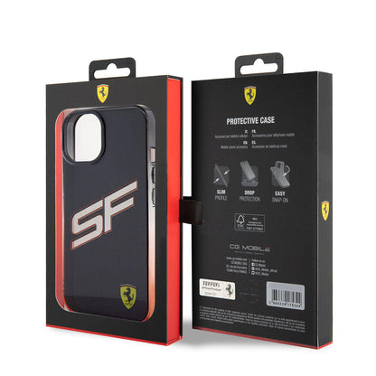 iPhone 15 Kılıf Ferrari Orjinal Lisanslı Transparan SF Yazılı Kenarları Renk Geçişli Kılıf