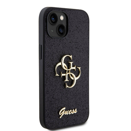 iPhone 15 Kılıf Guess Orjinal Lisanslı 4G Büyük Metal Logolu Glitter Kılıf
