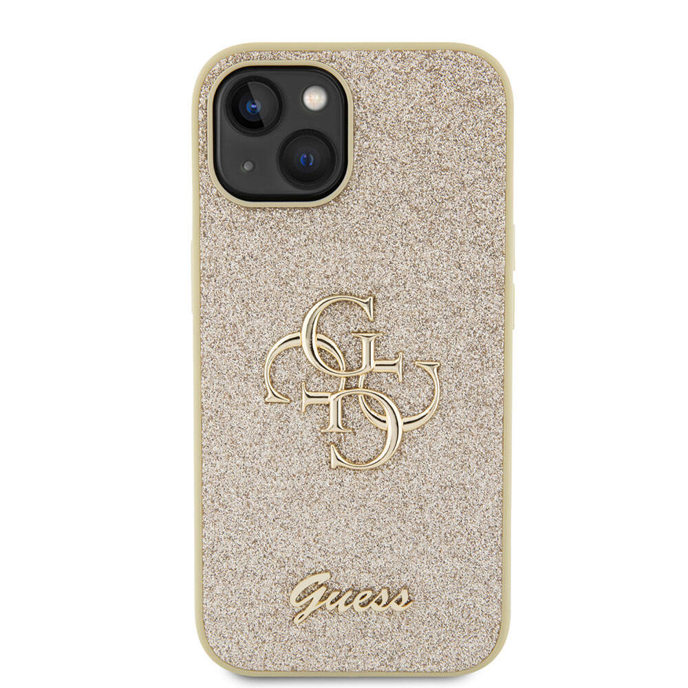 iPhone 15 Kılıf Guess Orjinal Lisanslı 4G Büyük Metal Logolu Glitter Kılıf