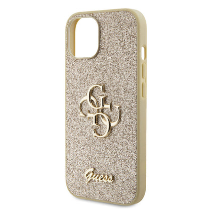 iPhone 15 Kılıf Guess Orjinal Lisanslı 4G Büyük Metal Logolu Glitter Kılıf