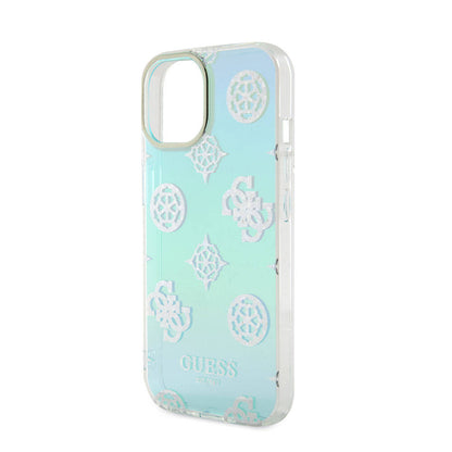 iPhone 15 Kılıf Guess Orjinal Lisanslı Desenli Yazı Logolu Askı İpli Holografik Glitter Peony Kılıf