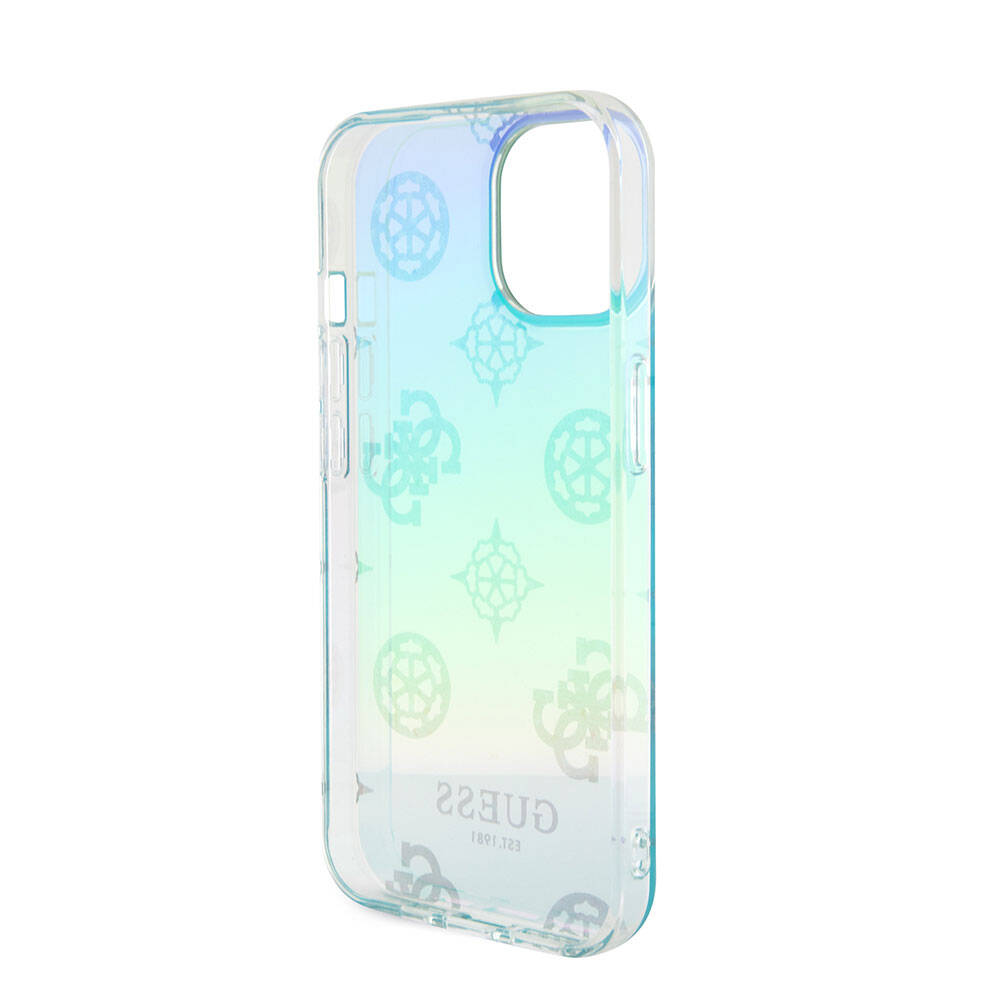 iPhone 15 Kılıf Guess Orjinal Lisanslı Desenli Yazı Logolu Askı İpli Holografik Glitter Peony Kılıf