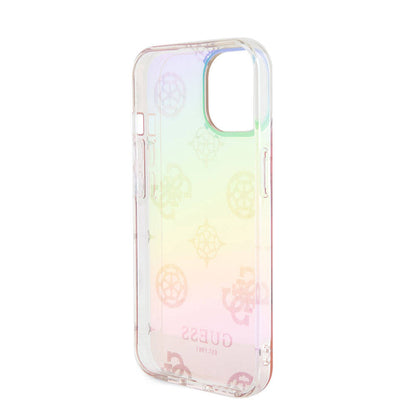 iPhone 15 Kılıf Guess Orjinal Lisanslı Desenli Yazı Logolu Askı İpli Holografik Glitter Peony Kılıf